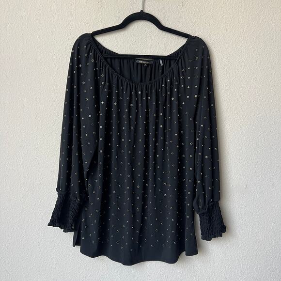Kobi Halperin Black Studded Off Shoulder Tunic Blouse Size XL - Picture 2 of 5